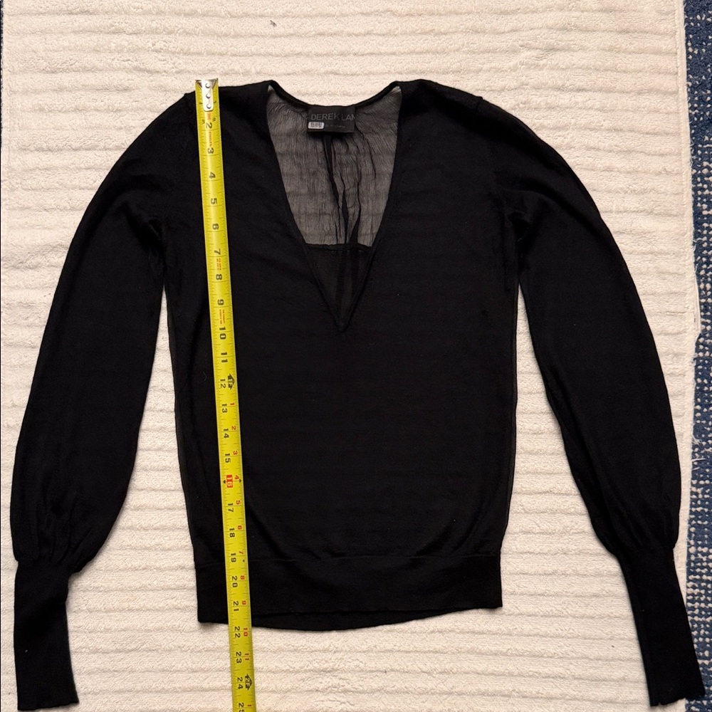 Derek Lam Black Deep V-Neck Lightweight Sweater